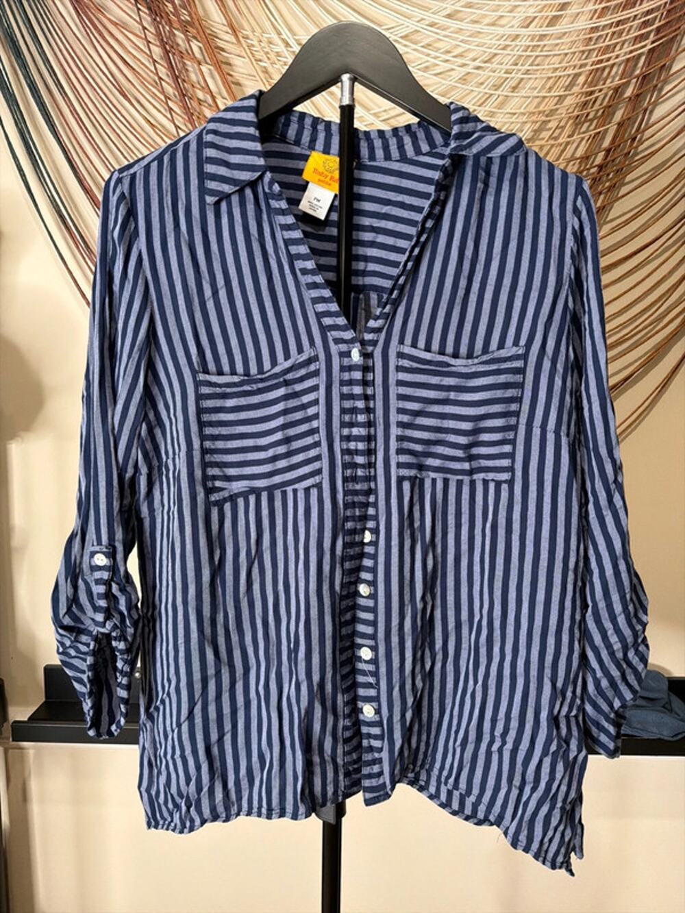3 for $9 Ruby Road striped blue top PM EUC 2953